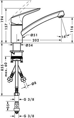Hansgrohe Logis M31 ééngreeps keukenmengkraan 120, LowPressure, chroom