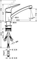 Hansgrohe Logis M31 ééngreeps keukenmengkraan 120, LowPressure, chroom - thumbnail