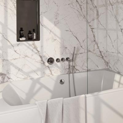 Chrome Edition thermostatische inbouw badkraan SET 01 met badvulcombinatie, handdouche en doucheslang - chroom