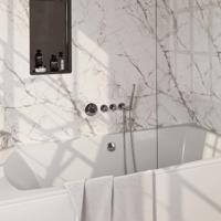 Chrome Edition thermostatische inbouw badkraan SET 01 met badvulcombinatie, handdouche en doucheslang - chroom - thumbnail