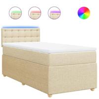 Boxspring met matras stof crèmekleurig 90x200 cm - thumbnail