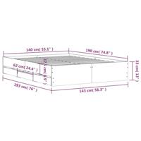 Bedframe met lades bewerkt hout betongrijs 140x190 cm - thumbnail