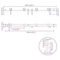 Schuifdeur onderdelenset 200 cm roestvrij staal zilverkleurig - thumbnail