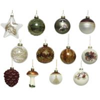Kerstballen mix glas 12 stuks natuur - thumbnail