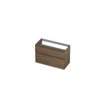 INK - Onderkast 2 Laden Greeploos Hout Decor met Houten Keerlijst A-symmetrisch - 1000x450x650 Mm - Zuiver Eiken - thumbnail