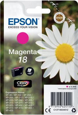 Epson Inktcartridge 18 Origineel Magenta C13T18034012