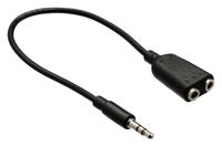 Valueline vlab22100b02 jack stereo audio verdeelkabel 3,5 mm mannelijk - 2x 3,5 mm vrouwelijk 0,20 m zwart - thumbnail