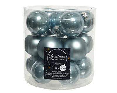 Decoris kerstballen glas mistblauw 4cm 18st