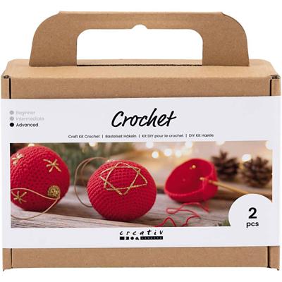 Creativ Company Hobbyset haken, kerstballen, rood, 1 doos