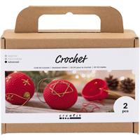 Creativ Company Hobbyset haken, kerstballen, rood, 1 doos - thumbnail