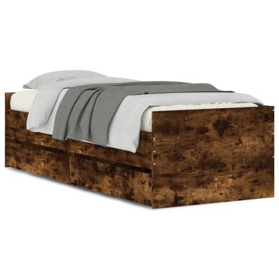 Bedframe met lades gerookt eikenkleurig 90x190 cm