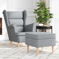Fauteuil met voetenbankje stof lichtgrijs - thumbnail