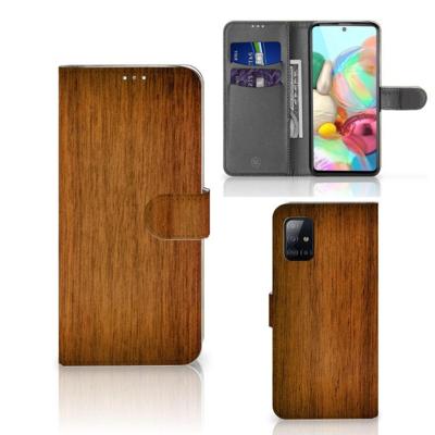 Samsung Galaxy A71 | Book Style Case | Donker Hout