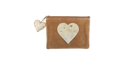 Leren Make-up Tasje Bruin - Zilverkleurig Hart (22 x 16 cm) Leren Make-up Tasje Bruin - Zilverkleurig Hart (22 x 16 cm)