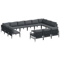 Tuinbankenset met kussen 14 pcs Zwart Staal - thumbnail