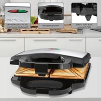 Clatronic ST 3778 Sandwich toaster Anti-aanbaklaag RVS, Zwart - thumbnail