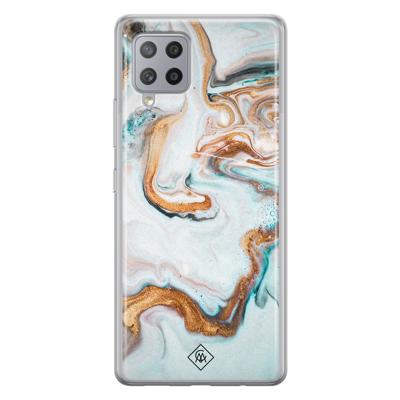 Samsung Galaxy A42 siliconen hoesje - Marmer blauw goud