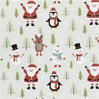 Creativ Company Inpakpapier, kerstman, sneeuwman, rendier, ijsbeer en pinguïn, b: 50 cm, 80 gr, ice blue, 100 m/ 1 rol - thumbnail