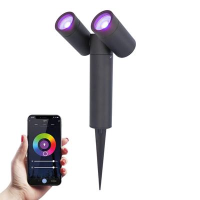 Pinero - Dubel Smart LED Prikspot - IP65 waterdicht - 11 Watt 690 Lumen - RGBWW - GU10 - Wifi + Bluetooth - IP65 Waterdicht - Bestuurbaar via app - Google Home, Amazon Alexa en Siri - Zwart - Tuinspots