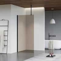 Fortifura Galeria inloopdouche - 160x200cm - rookglas - plafondarm - mat zwart SW797942/SW797905/SW804542 - thumbnail