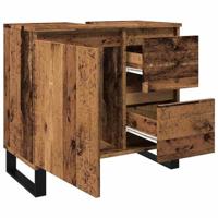 Badkamerkast 65x33x60 cm bewerkt hout oud houtkleurig - thumbnail
