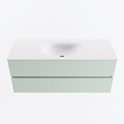 MONDIAZ VICA 120cm badmeubel onderkast Greey 2 lades. Wastafel MOON midden zonder kraangat, kleur Talc.