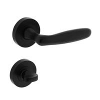 Deurkruk Bjorn op rozet verdekt ø52x10mm met nokken en WC-sluiting met stift 8x8mm zwart - thumbnail