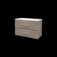 Basic-Line Start 46 Badkamermeubelset - 100 x 46 cm - Greeploos - 2 Lades - Acryl Wastafel - 1 Kraangat - Scotch Oak - thumbnail