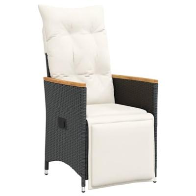 3-delige Bistroset met kussens poly rattan zwart - thumbnail