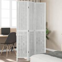 Kamerscherm met 3 panelen massief paulowniahout wit - thumbnail