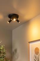 Lucide KIANTI - Plafondspot - Ø 21 cm - 3xGU10 - Zwart - thumbnail