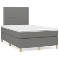 Boxspring met matras stof donkergrijs 120x200 cm - thumbnail