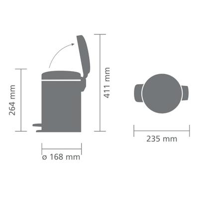 Brabantia pedaalemmer Newlcon 3 liter platinum - thumbnail