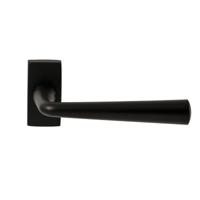 Hardbrass Deurkruk Mikonos op rechthoekig rozet - zwart - thumbnail