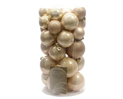 Decoris kerstballen set Plastic 30st Parel 4-5-6cm