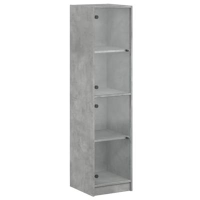 Hoge kast met glazen deuren 35x37x142 cm betongrijs