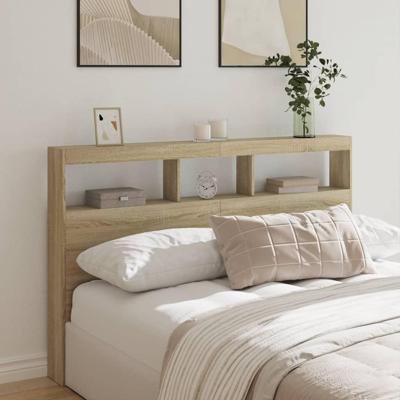 Hoofdbordkast met LED-verlichting 160x17x102 cm sonoma eiken Hoofdbordkast met LED-verlichting 160x17x102 cm sonoma eiken