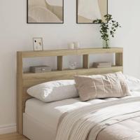 Hoofdbordkast met LED-verlichting 160x17x102 cm sonoma eiken - thumbnail