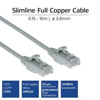 ACT Grijze 10 meter LSZH U/UTP CAT6 datacenter slimline patchkabel snagless met RJ45 connectoren - thumbnail