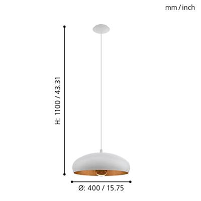 Eglo Landelijke hanglampMogano 1 40cm wit met roodkoper - 94606