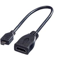 ROLINE HDMI High Speed Kabel met Ethernet, HDMI F - Micro HDMI M, 0,22 m - thumbnail