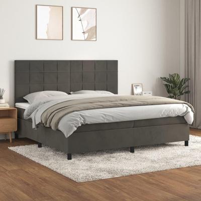Boxspring met matras fluweel donkergrijs 200x200 cm