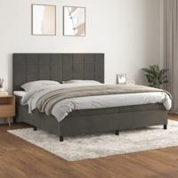 Boxspring met matras fluweel donkergrijs 200x200 cm - thumbnail