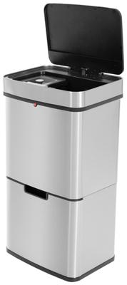 Hailo Öko Vario XL 6560010 Afvalscheidingssysteem 50 l RVS, Kunststof (b x h x d) 420 x 785 x 315 mm Zilver Anti-vingerafdrukken, Met automatische deksel 1