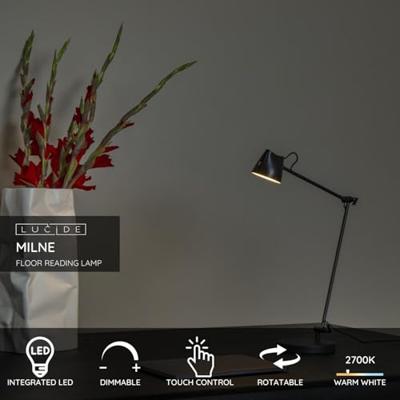 Lucide MILNE - Leeslamp - LED Dimb. - 1x8W 2700K - Zwart Lucide MILNE - Leeslamp - LED Dimb. - 1x8W 2700K - Zwart