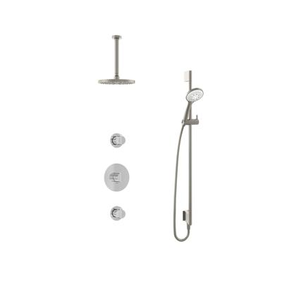 Hotbath Buddy - Inbouw Regendoucheset - 2 Stopkranen - Thermostatisch - Plafondbuis 30 cm - Hoofddouche 200 mm - Ronde Handdouche 3 Standen - Glijstang 900 mm - Waterbesparend - V02