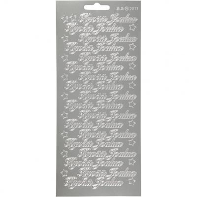 Creativ Company Stickers, hyvää joulua, vel 10x23 cm, zilver, 1 vel