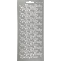 Creativ Company Stickers, hyvää joulua, vel 10x23 cm, zilver, 1 vel - thumbnail