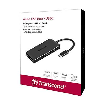 Transcend 6-in 1 Port Hub PD SD/MicroSD Reader USB 3.1 Gen 2 Type-C - thumbnail