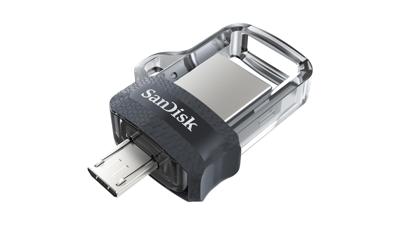 SanDisk Ultra Dual m3.0 USB flash drive 32 GB USB Type-A / Micro-USB 3.2 Gen 1 (3.1 Gen 1) Zwart, Zilver, Transparant